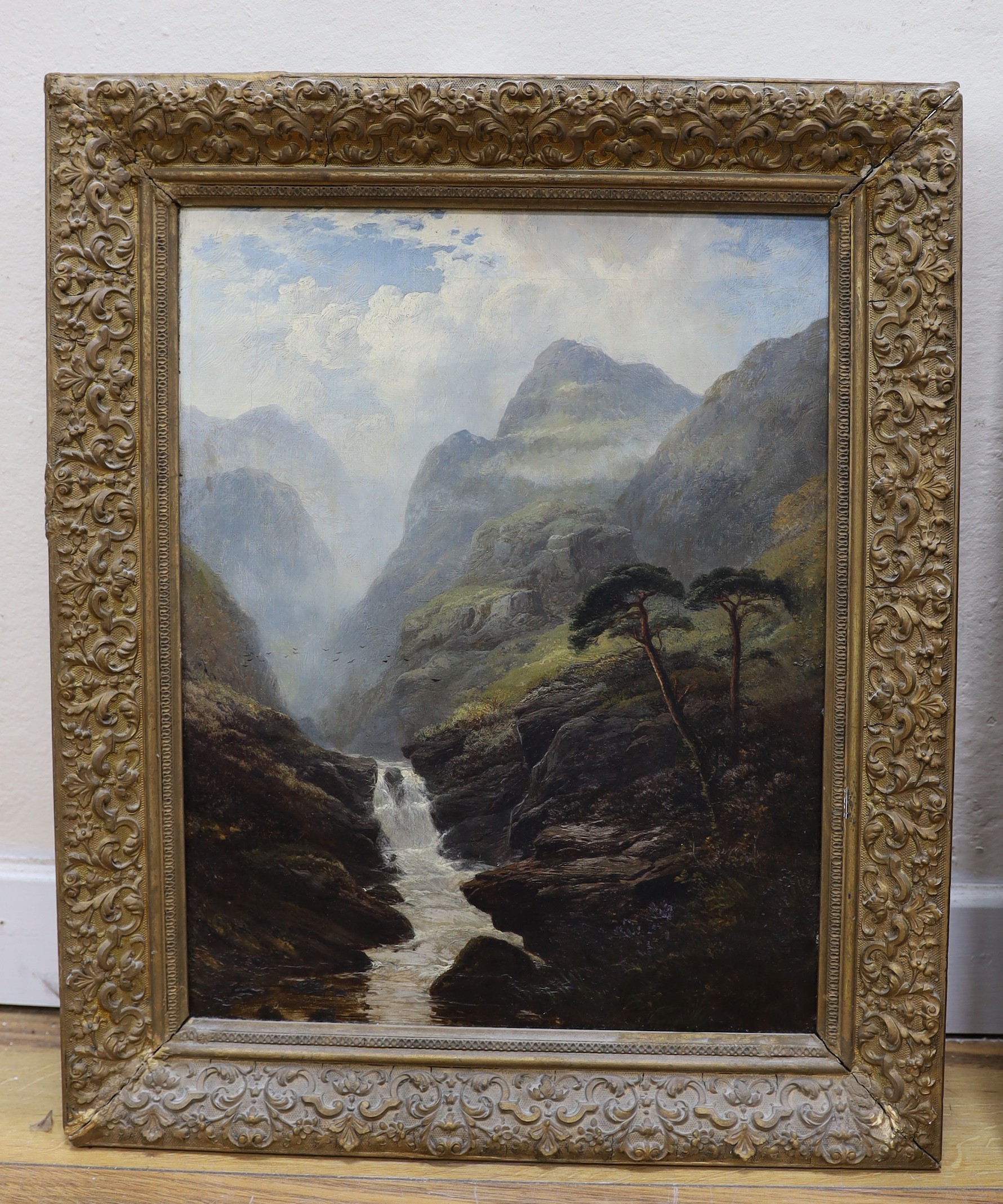 George Blackie Sticks (1843-1938), oil on canvas, Highland scene with waterfall, signed and dated 1879, 44 x 34cm